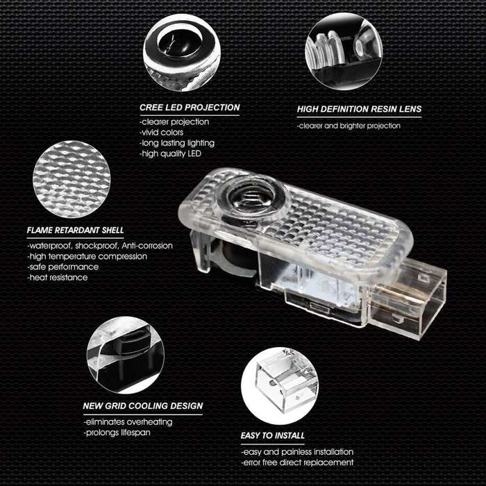VW Touareg LED Car Door Logo Lights - Set of 2