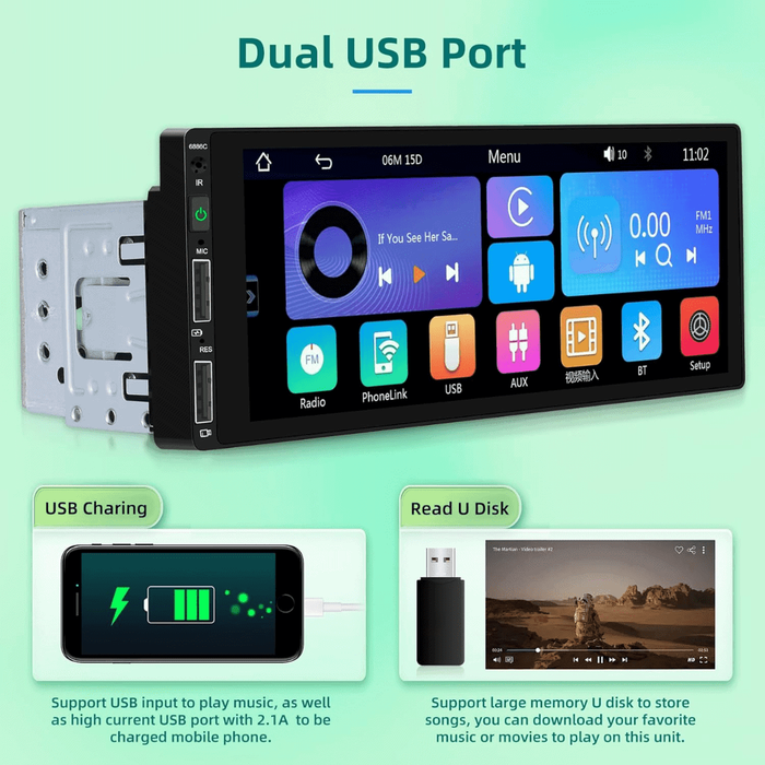 MVA Spares 6.9-Inch 1-DIN Touchscreen Car Radio