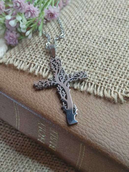 TREE CUTOUT CROSS NECKLACE