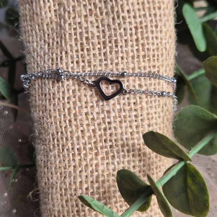 HEART DOUBLE CHAIN BRACELET