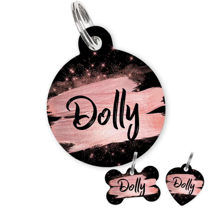 Personalised Pet ID Tag-Golden Glam Black with Rose Gold Smudge