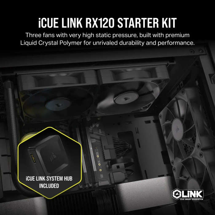 CORSAIR RX Series; iCUE LINK RX120; 120mm Fan; Tripple Pack.