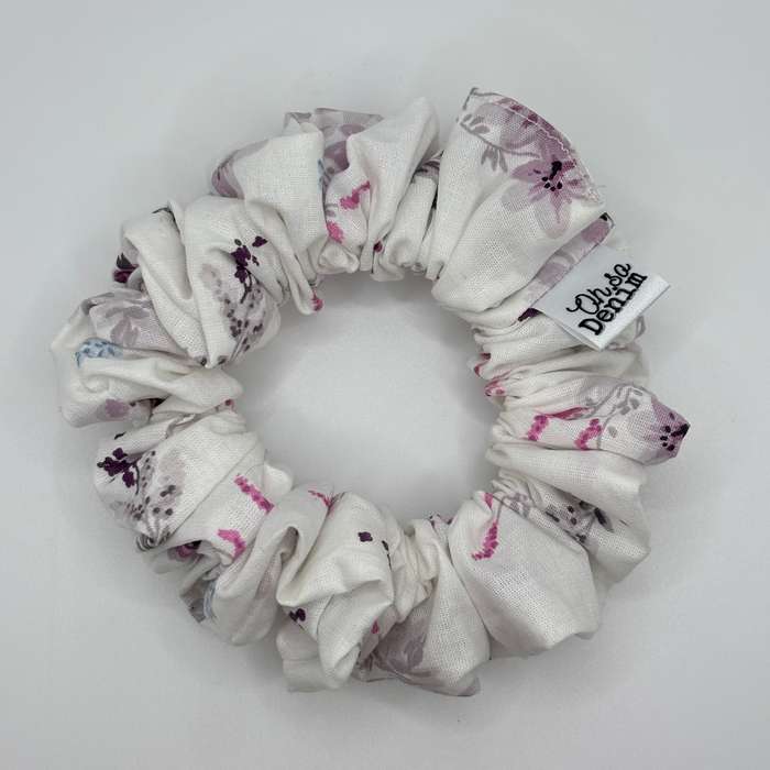 Lilac and White Floral Hair Scrunchie