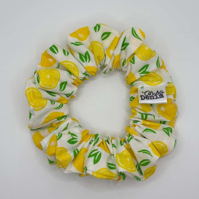 Yellow Lemon Design Hair Scrunchie
