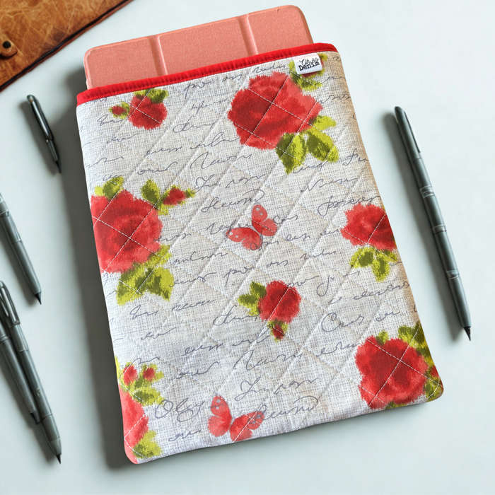 Red Rose & Butterflies Tablet/Book Sleeve (22cm x 28.5 cm)