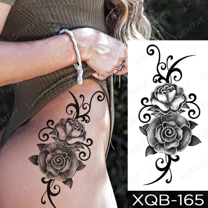 Twining Roses Swirl Temporary Tattoo