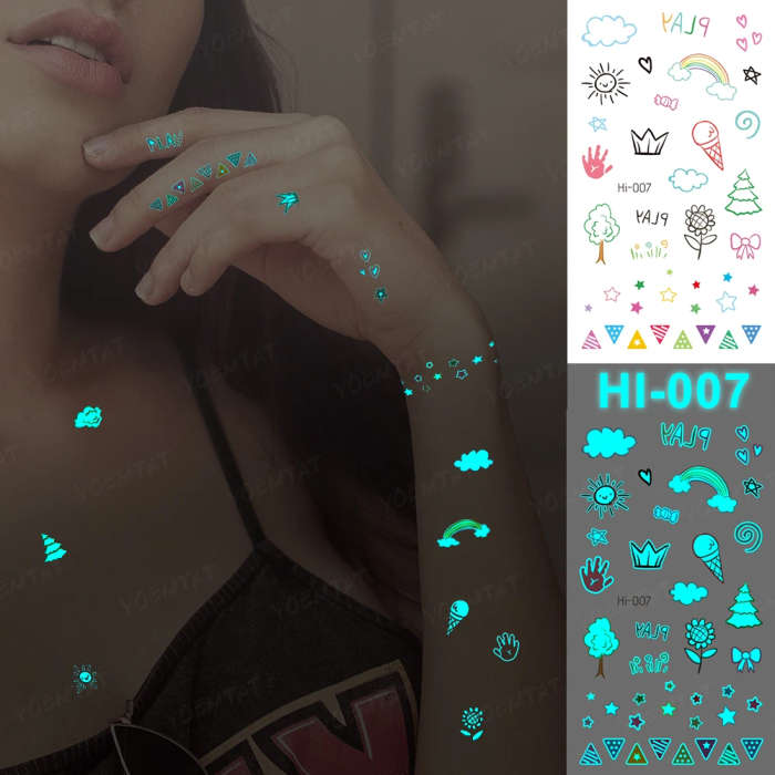 Playful Variety Pack Glow-In-The-Dark Temporary Tattoos