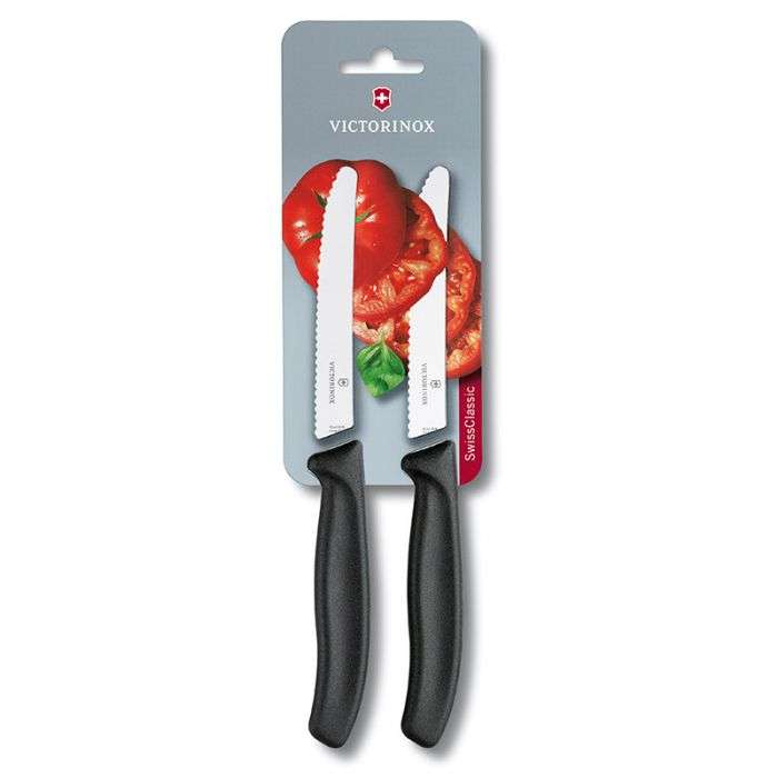 Victorinox - Table Knife Serrated 11cm Black 2Piecee - 2 Pack