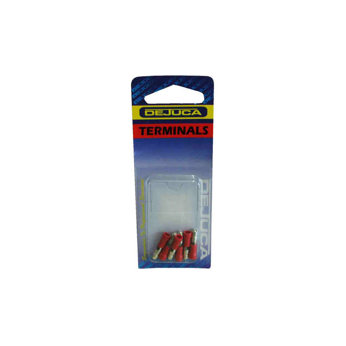 Dejuca - Terminal - Red - Male - Bullet - 4mm - 6/Card - 2 Pack