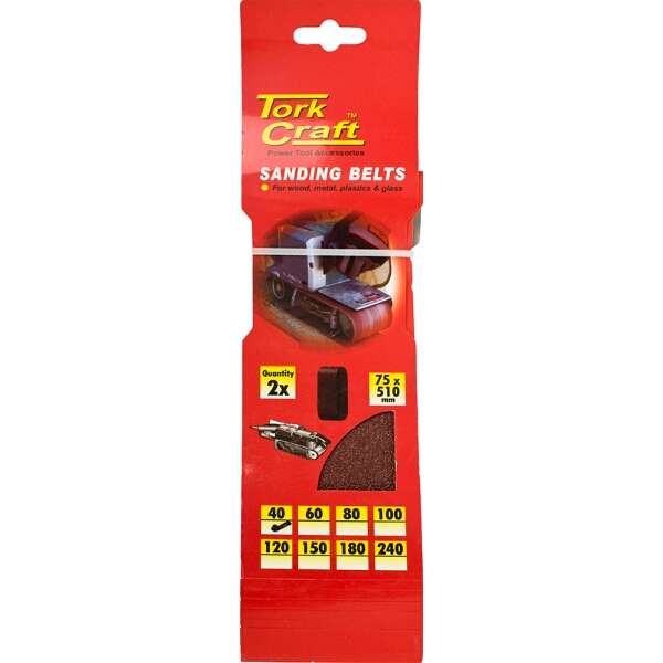 Sanding Belt 75x510mm 40Grit 2 Piece - 2 Pack