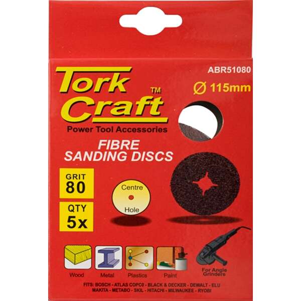 Fibre Disc 115mm 80 Grit 5 Piece - 2 Pack