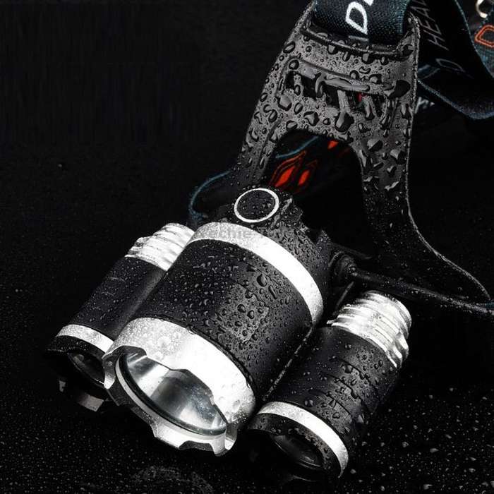 Strong Light Long-Range Rechargeable Three-Head Lamp Outdoor Fishing Lamp Led Head-Mounted Flashligh