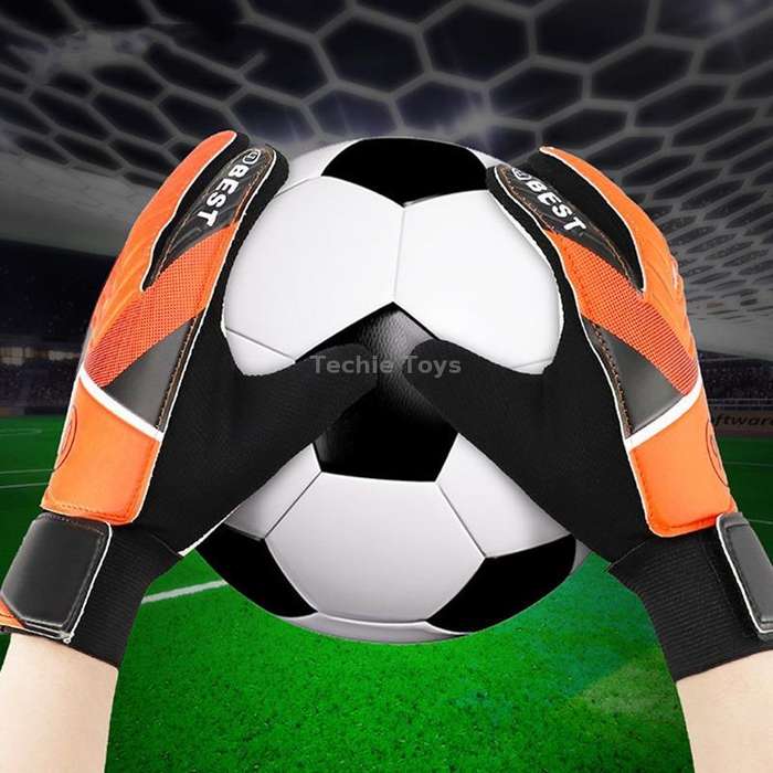 Children Football Goalkeeper Glove Latex Anti-Collision Goalkeeper Gloves, Size: 6(Orange)