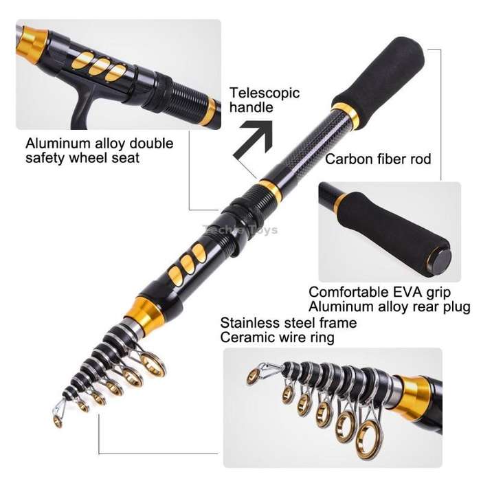 LEO 28004 Short Carbon Sea Pole Mini Road Fishing Rod Fishing Gear, Length: 150cm
