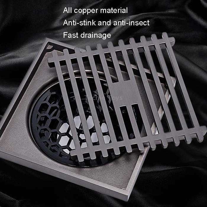 Full Copper Odor Proof Floor Drain, Style: K7002 Gold Dual Use+Straight Row