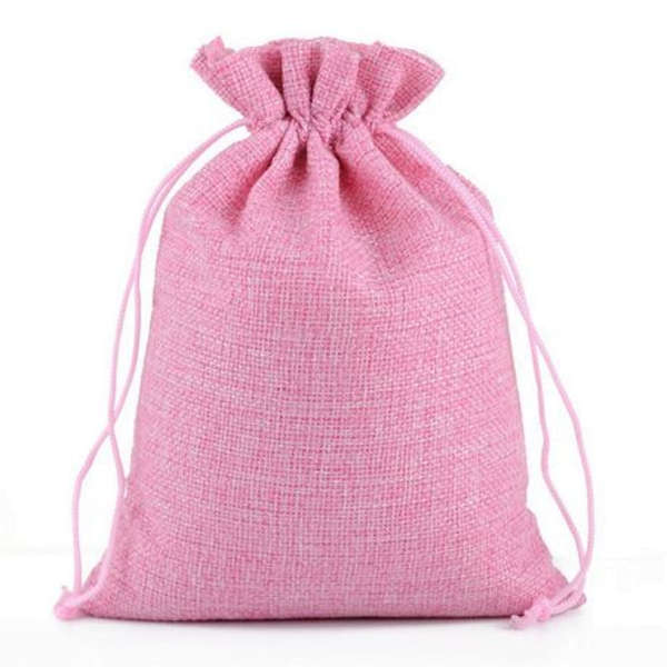 Jute Burlap Drawstring Favor Bags - 10 Bags
