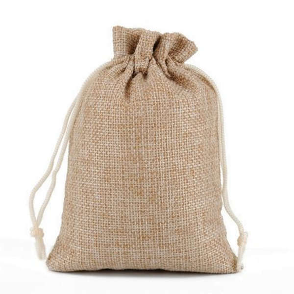 Jute Burlap Drawstring Favor Bags - 10 Bags