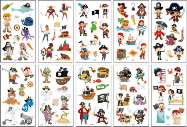 Kids Temporary Tattoos Set - Pirate