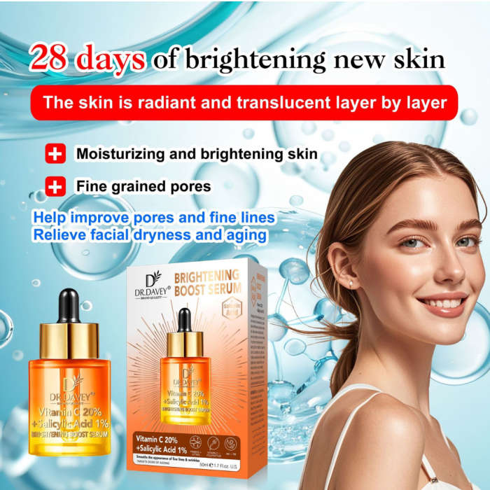 Brightening Boost Facial Serum  Vitamin C 20% + Salicylic Acid 1% | Hydrating & Revitalizing D...