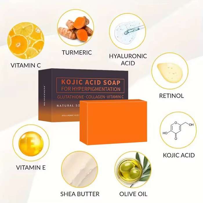 Kojic Acid Soap with Glutathione, Collagen & Vitamin C  Natural Brightening & Moisturizing Bar