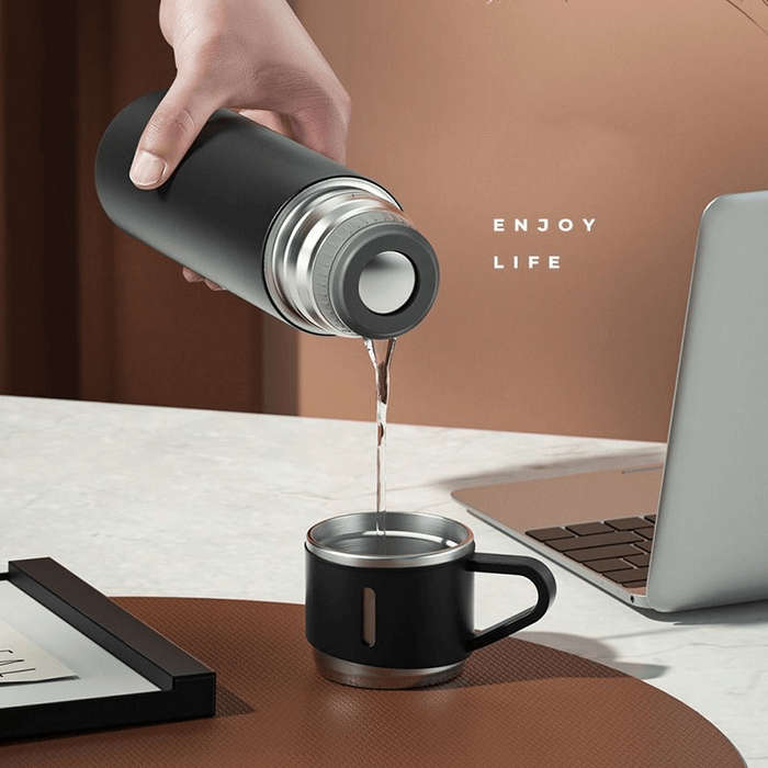 500ml Stainless Steel Vacuum Flask Gift Set with 3 Mugs
