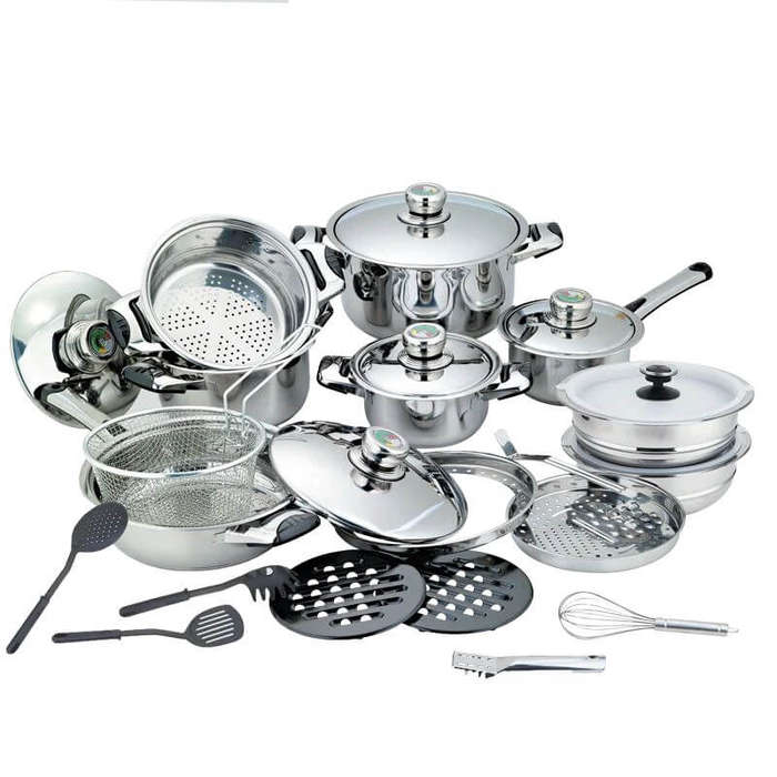Stainless Steel Cookware Heavy Bottom Pots 27 Pieces Set