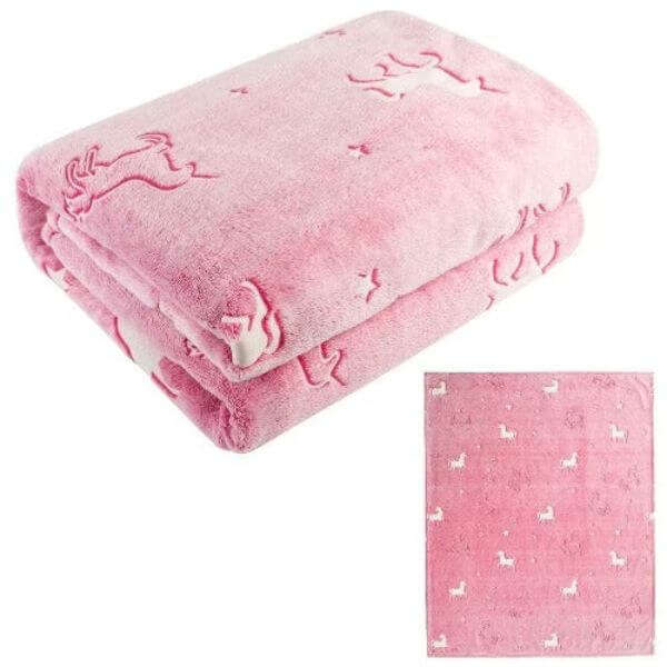 Glow in The Dark Pink Unicorn Blanket
