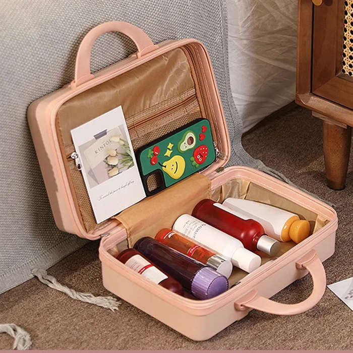 Vintage Hard-Shell Portable Toiletry and Makeup Organizer Travel Case
