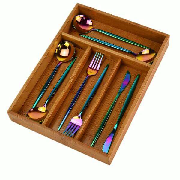 4 Compartment Bamboo Drawer Organizer
