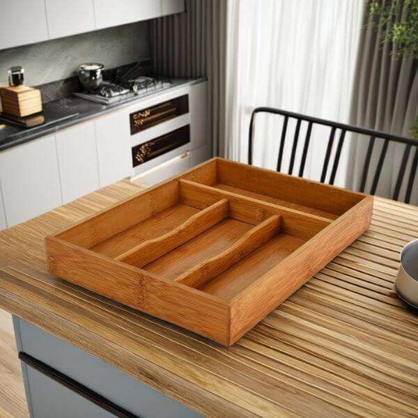 4 Compartment Bamboo Drawer Organizer