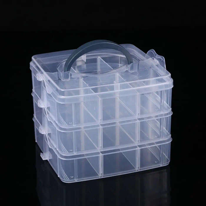 3 Tier Transparent Stackable Storage Box Organizer