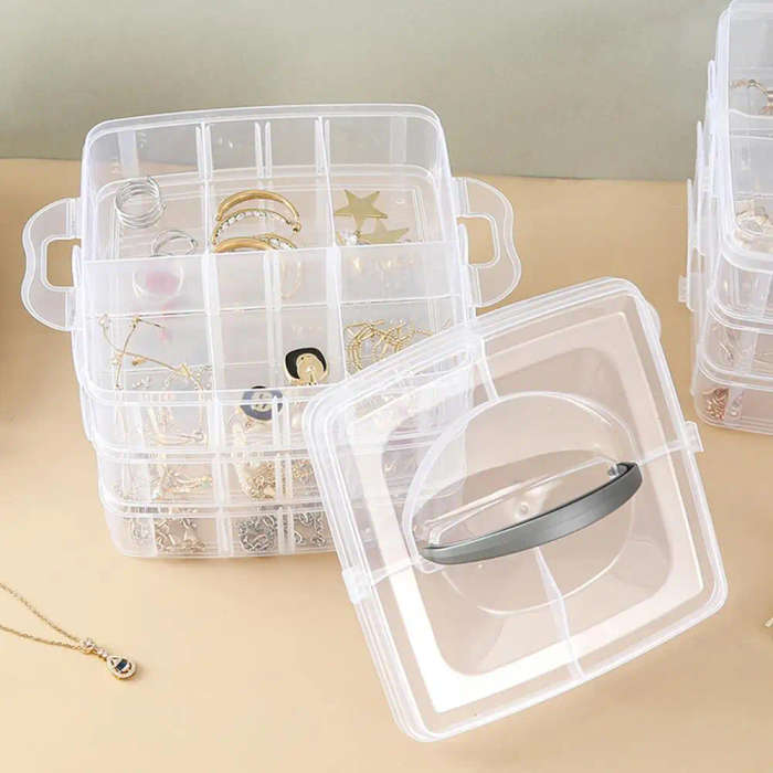 3 Tier Transparent Stackable Storage Box Organizer