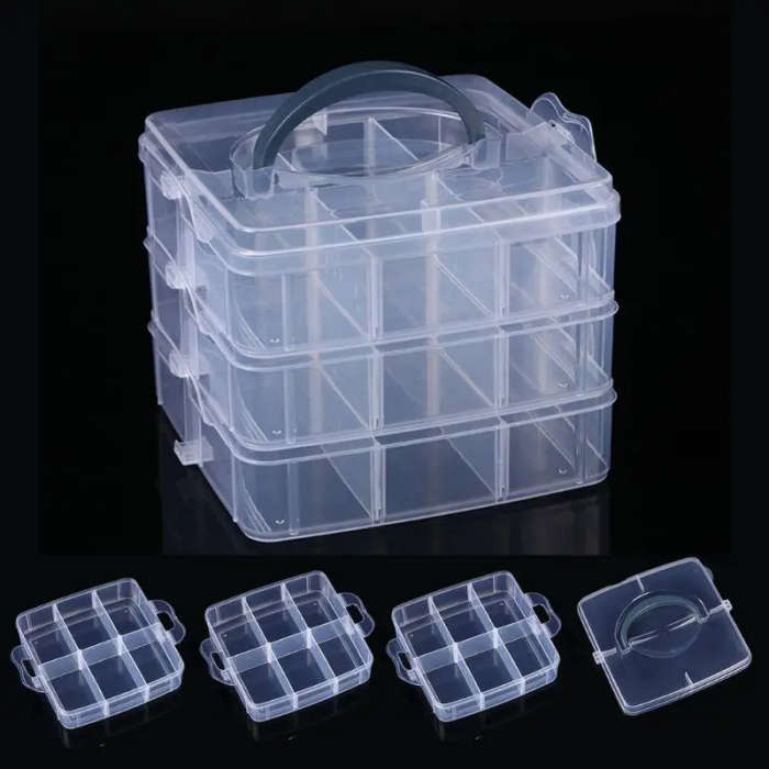 3 Tier Transparent Stackable Storage Box Organizer