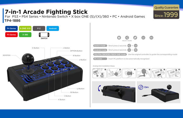 Dobe PS4 7 In 1 Arcade fightIng Stick