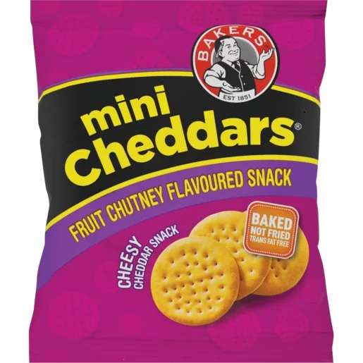 BAKERS MINI CHEDDARS 33G FRUIT CHUTNEY