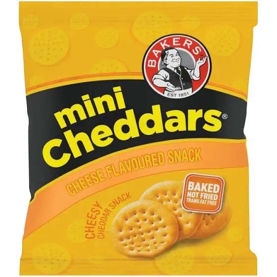 BAKERS MINI CHEDDARS 33G BACON