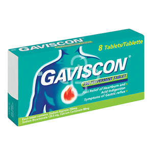 GAVISCON TABLETS  8 PEPPERMINT 250MG