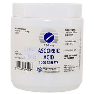 ASCORBIC ACID 250MG TABS 1000 PORTFOLIO