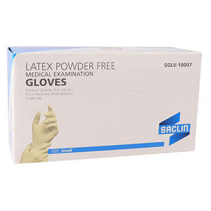GLOVES EXAM LATEX P/F SACLIN SMALL 100