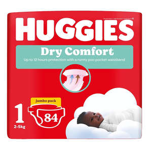 HUGGIES DRY COMFORT NO1 JUMBO 84 2-5 KG