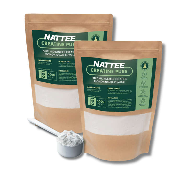 NATTEE Creatine Pure Bundle | Pure Micronised Creatine Monohydrate Powder (500g)x2