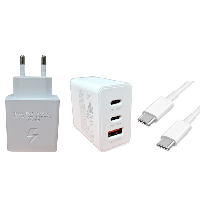 65W PD Fast Charger for Android with USB-C to USB-C  White