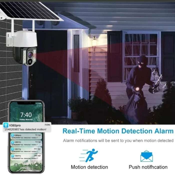Solar-Powered WiFi Surveillance Camera  Outdoor Camera