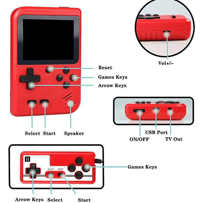 Andowl Handheld Retro Game Box  400 Classic Games in One
