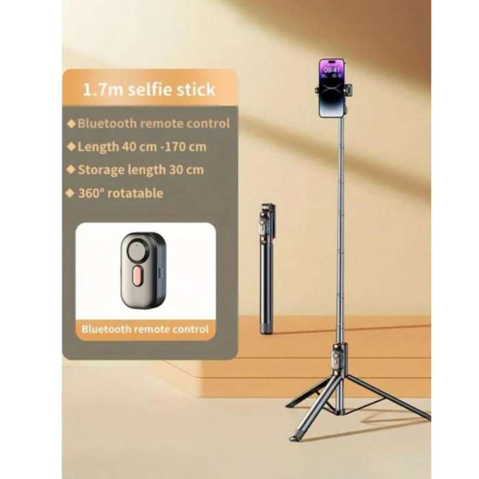 Andowl Alloy Selfie Stick  1.7m Wireless Tripod with Remote