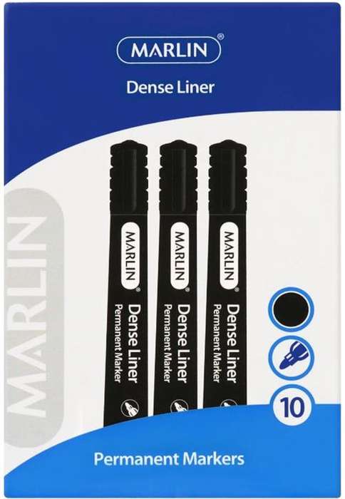 Marlin Dense Permanent Markers 10's Black