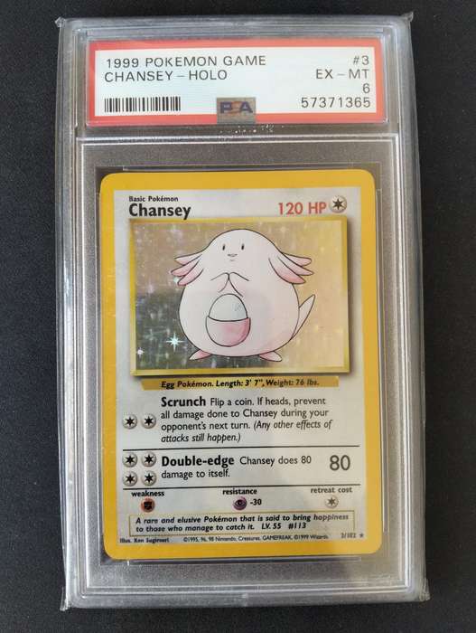 Chansey - Base Set 3/102 Unlimited HOLO PSA 6 Graded