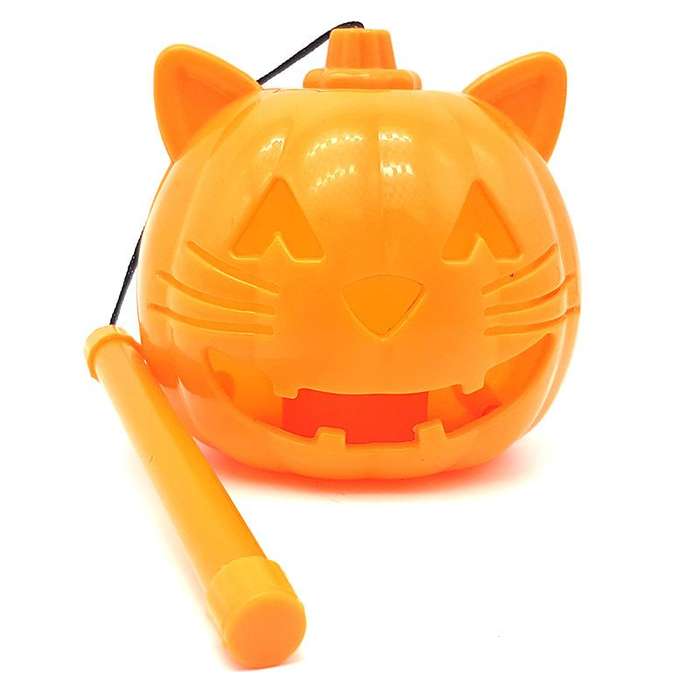 Bufftee Halloween Cat Pumpkin With Light - Self lit Halloween Cat