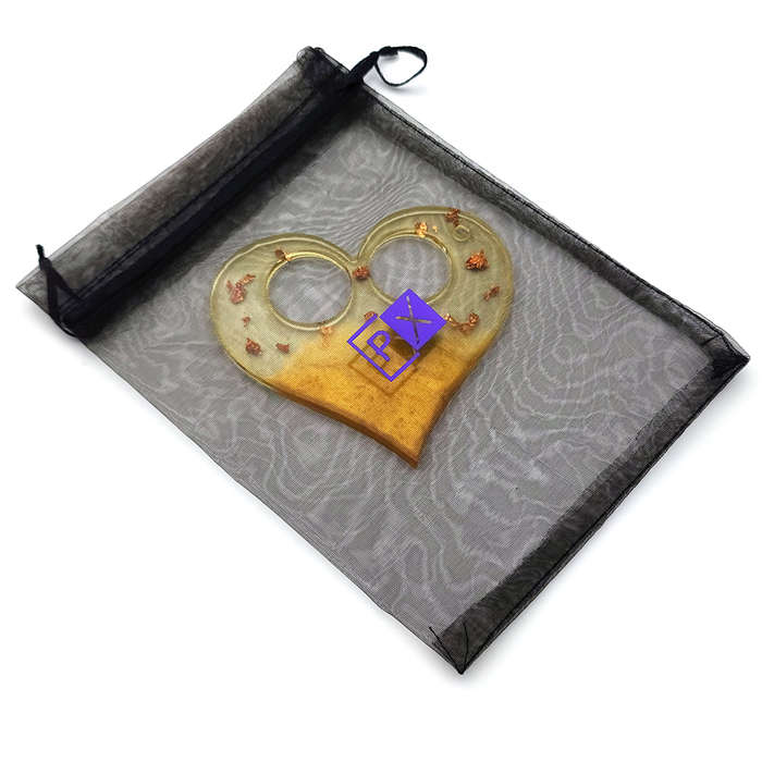 pX Golden Heart Punch Duster Resin Keyring Accessory Gold Foil Keychain Accessory