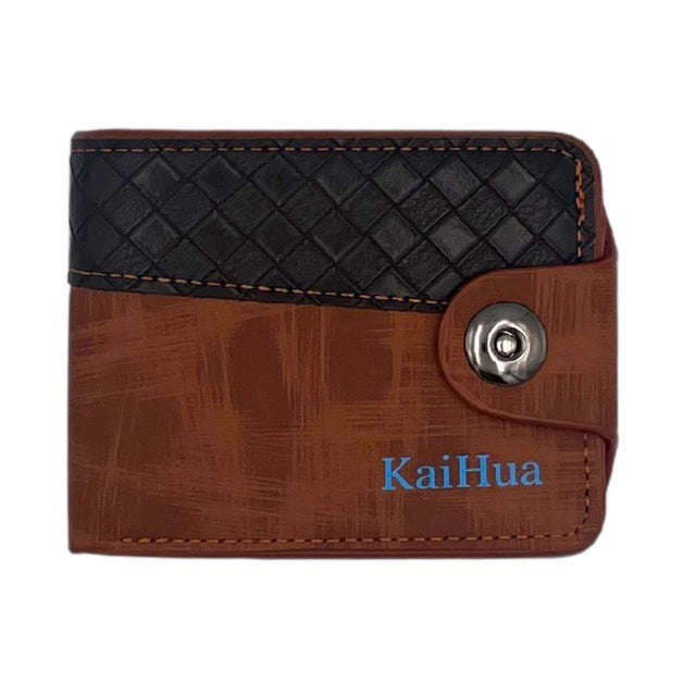 Kia Hua Fashion Men's Leather Wallet Brown Black